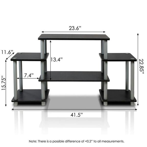 WALPLUS Modern Furniture Piece for Stylish and Functional Home Use | 11257BK/GY Turn N Tube No Tools Entertainment Center, Black/Grey