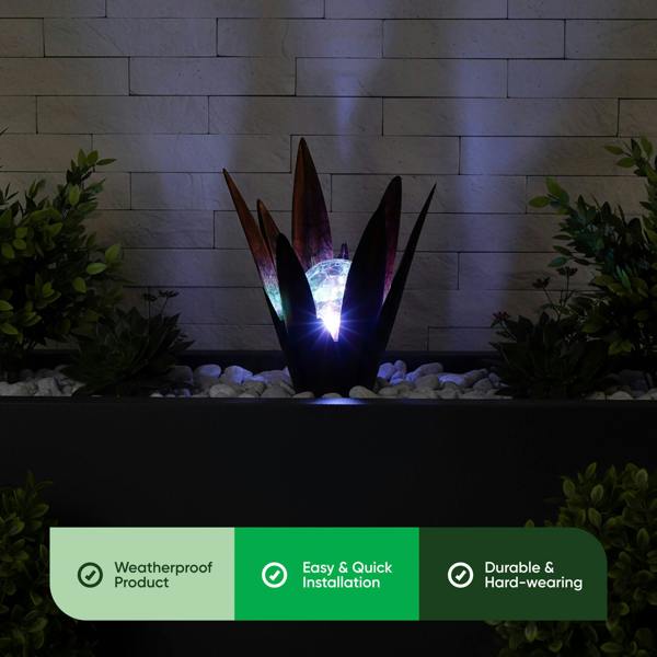 Gardenwize Solar Agave Stake Light – Colour Changing Desert Glow LED Garden Light