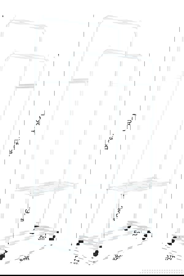 Living and Home 2-Rod Modern Indoor Bedroom Clothes Rack Garment Hanger with 2-tier Storage Shelf