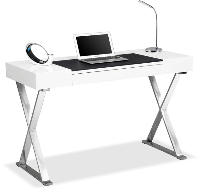 Centurion Supports ADONIS Gloss White and Chrome Legs Ergonomic Home Office Luxury Modern Desk