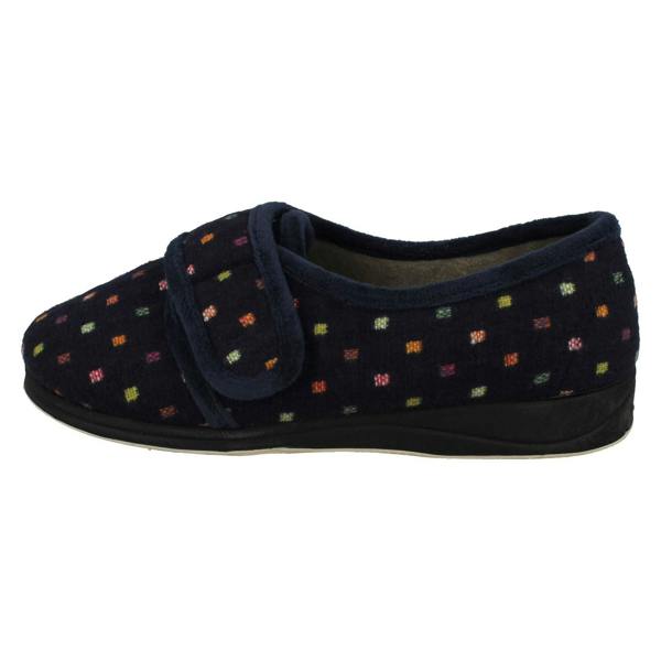 Padders Ladies Padders Wide Fitting Hook & Loop Slippers Lotty