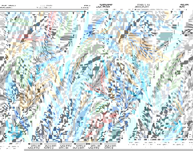 Origin Murals Patterned Leaves Wall Mural Washed Denim