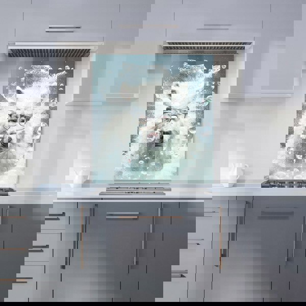 Warren Reed - Designer White Wolf With Glasses Splashart Kitchen Splashback