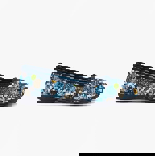 Sleepers SAMIRA Womens Polka Dot Velour Lined Ballet Slippers Blue/Multi