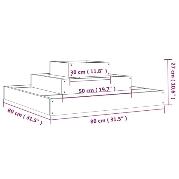 Berkfield Planter White 80x80x27 cm Solid Wood Pine
