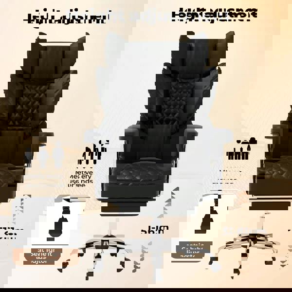 Levede Office Desk Chair Big and Tall for Heavy People with Footrest PU Black