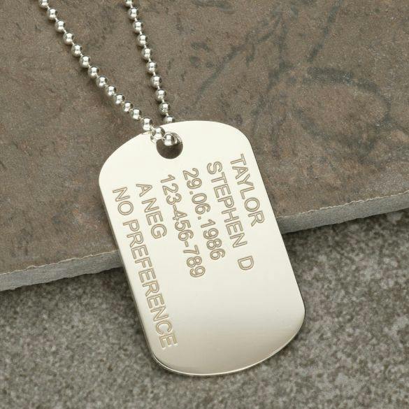 Christopher James of London Sterling Silver Large Army Style Dog Tag With Optional Engraving