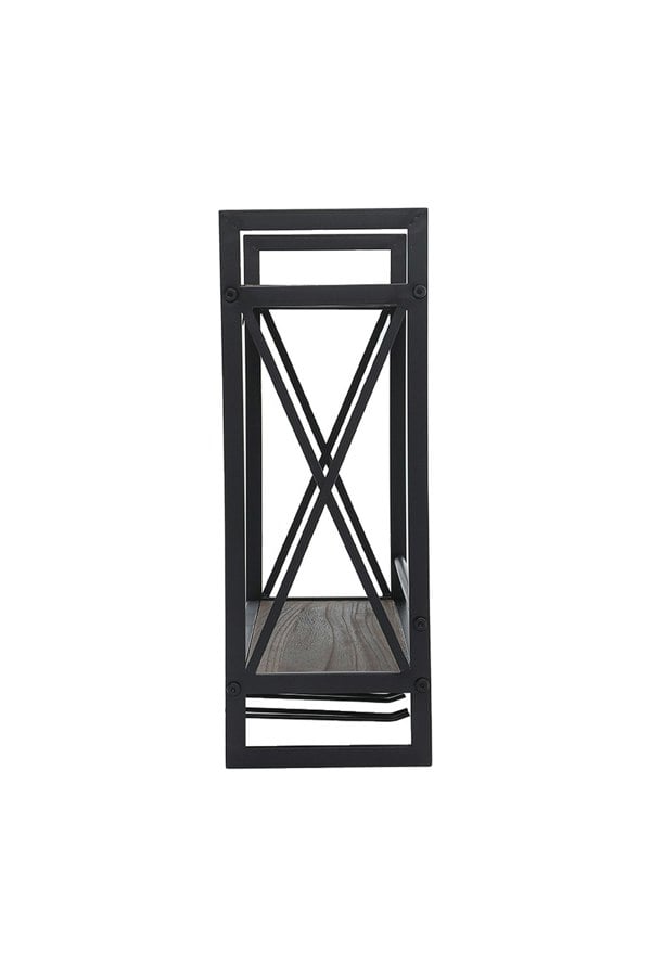 Living and Home 2-Tier Wall-Mounted Hanging Wine Storage Rack Floating Shelf with 5 Glass Holder