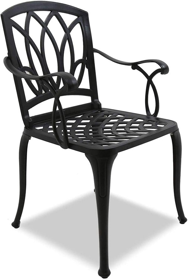Centurion Supports POSITANO Luxurious Garden and Patio Table and 4 Large Chairs with Armrests Cast Aluminium Bistro Set - Black