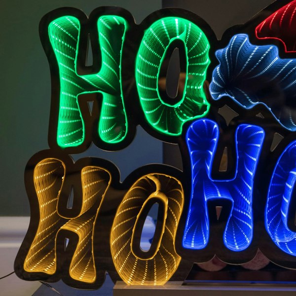 Samuel Alexander 40cm Infinity Ho Ho Ho on Metal Base with Multi-Coloured LEDs