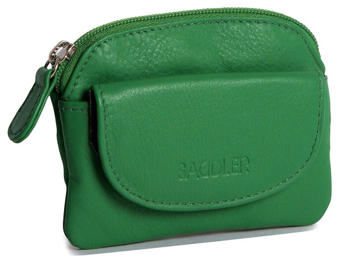 SADDLER Compact Leather Zip-Top Coin Purse "Molly" – Handmade by Saddler | RFID Protected & Gift Boxed | With Front Pocket & Interior Key Ring - Jelly Bean