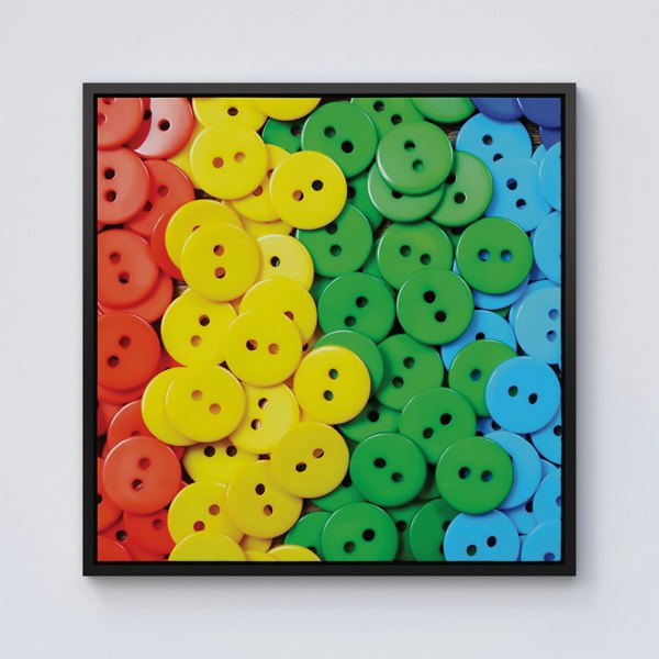 Warren Reed Colourful Buttons Pattern Framed Canvas