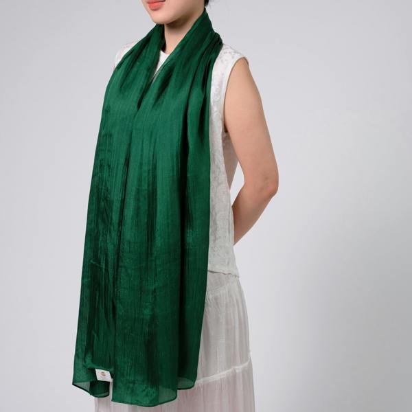 Forest Green Silk Scarf – Hand-Dyed Mulberry Silk, Eid & Evening Wrap