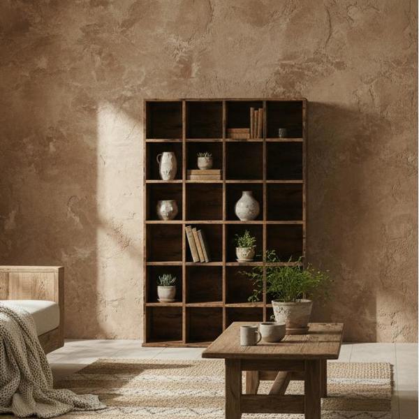 Wyld Haus Limi Wooden Rustic Brown Adjustable CD Storage Cabinet 89 x 130.5 cm