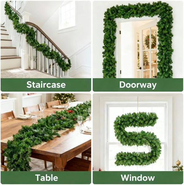 2m Green Alaskan Pine Plain Christmas Garland for Indoor and Sheltered Outdoor Display image 5
