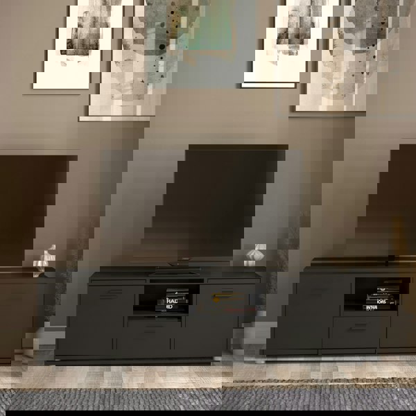 Furniture To Go Media TV Unit with 2 Doors 1 Drawer 147cm Black