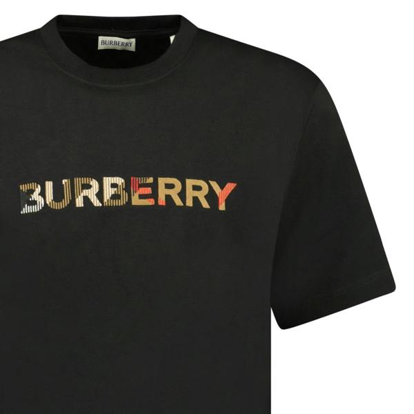 Burberry Check Logo Embroidered T-Shirt Black - chancefashionco