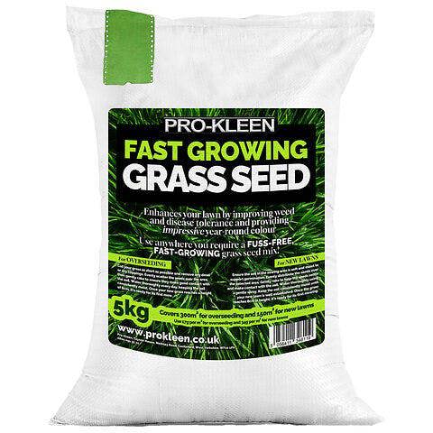 ProKleen Pro-Kleen Fast Growing Grass Seed 5Kg Covers Up to 300m2 Fast Growing Hard Wearing for New Lawns, Overseeding and Patch Repair