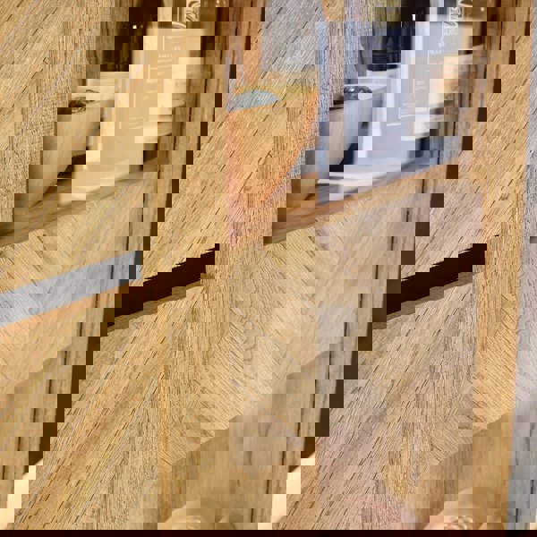 Furniture To Go Nikomedes Display Cabinet in Spica Oak/Matt Black/Bartex Oak