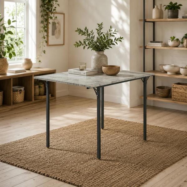 Wyld Haus Maretti Wooden Grey Drop Leaf Dining Table Seating 4