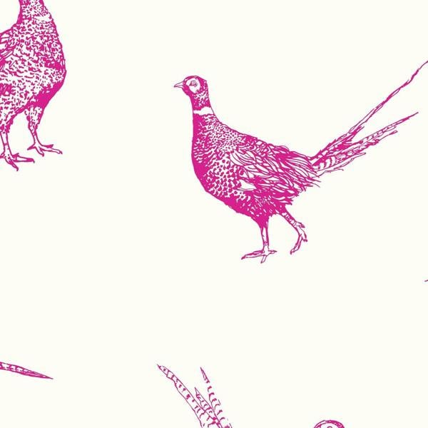 Joules Flirty Pheasants Wallpaper - Truly Pink - 10m