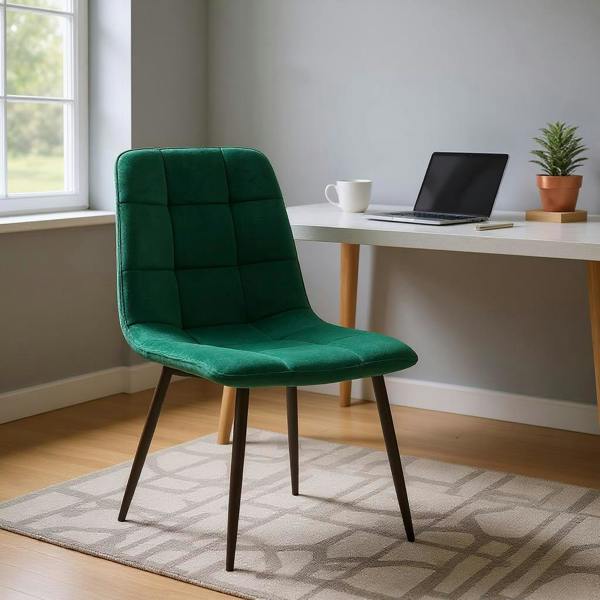 GREEN FABRIC CHAIR BLACK METAL LEGS