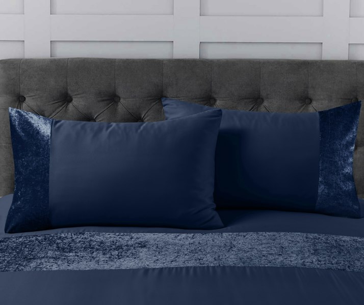 Intimates Crushed Velvet Duvet Cover & Pillowcase Set - Luxury Bedding with Button Enclosure for Modern Bedroom Decor