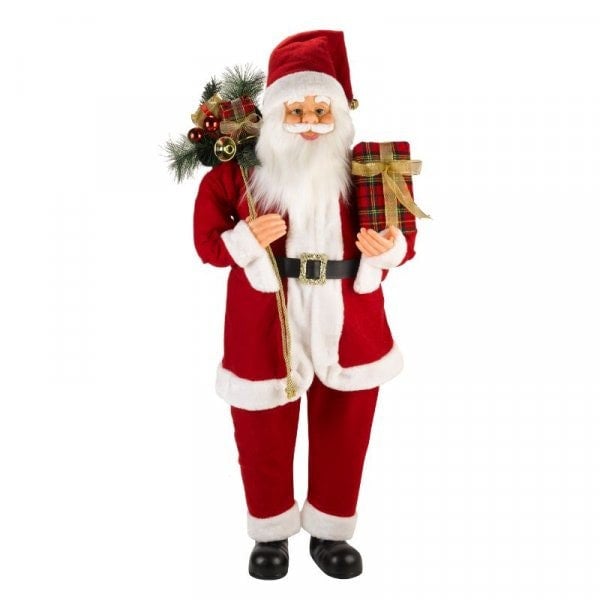 Samuel Alexander 1.1m Red Standing Santa Claus Indoor Decoration with Present and Green Sack