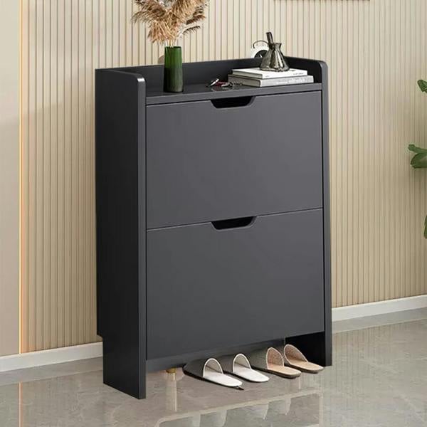 Havendro 2 Drawer Wooden Shoe Cabinet Freestanding Shoe Storage Rack Organiser
