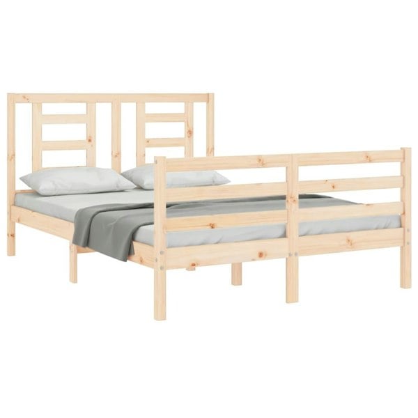 Berkfield Bed Frame with Headboard Small Double Solid Wood