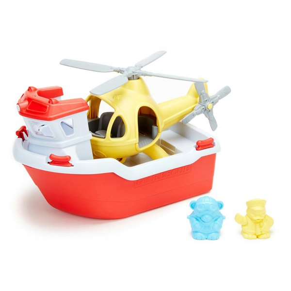 Green Toys Rescue Boat with Helicopter - Made From 100% Recycled Plastic