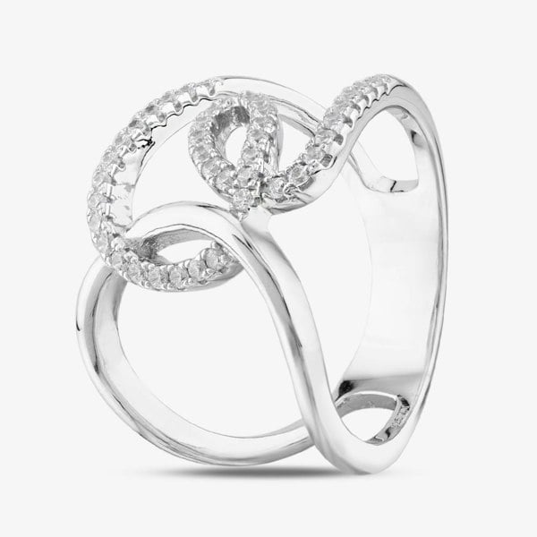 T. H. Baker Sterling Silver Chunky Cubic Zirconia Swirl Ring ML06286E