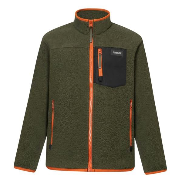 Regatta Childrens/Kids Frankie Colour Block Fleece Jacket - Dark Khaki/Rooibos Tea - 