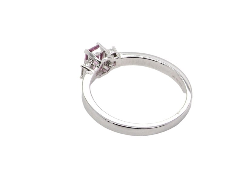 A Pink Sapphire and Diamond Ring rear view