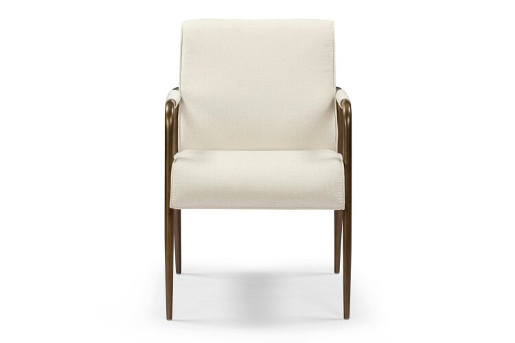 Wyld Haus Luxemburg Upholstered Cream Velvet and Brass Armchair
