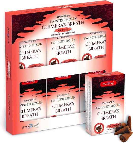 Stamford Twisted Moon Chimera's Breath Cinnamon Backflow Incense Cones, 144 cones