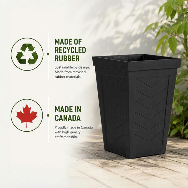 Nicoman Savana Black Chevron Recycled Rubber Plant Pot