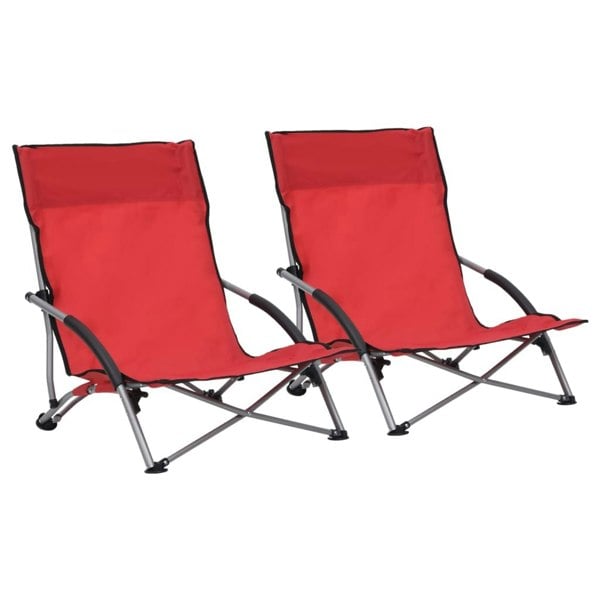 Berkfield Folding Beach Chairs 2 pcs Red Fabric