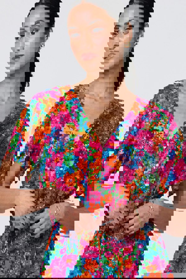 Pink | Floral Short Sleeve Tie Waist Dress