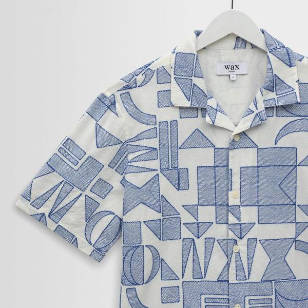 Wax London Didcot Geometric Embroidered Short Sleeve Shirt