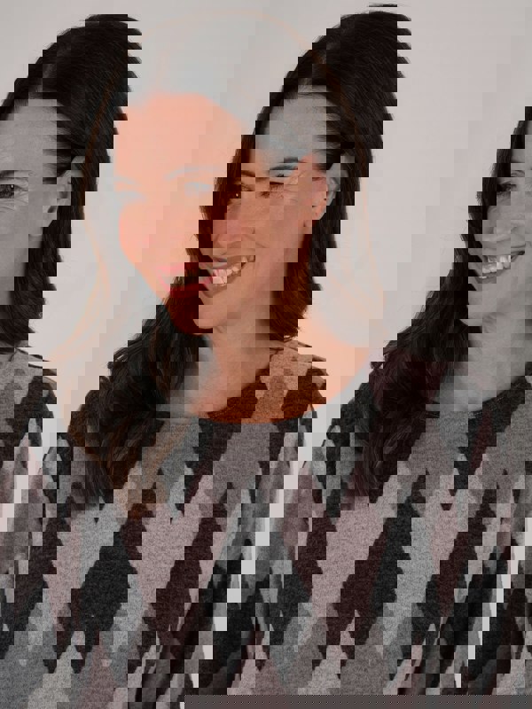 TIGI-Wear Argyle Print Zip Back Top - Rose