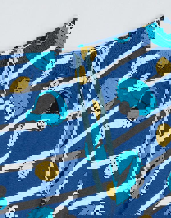 Sesame Street Womens Blue Cookie Monster Short Sleeve Long Leg Pyjama Set