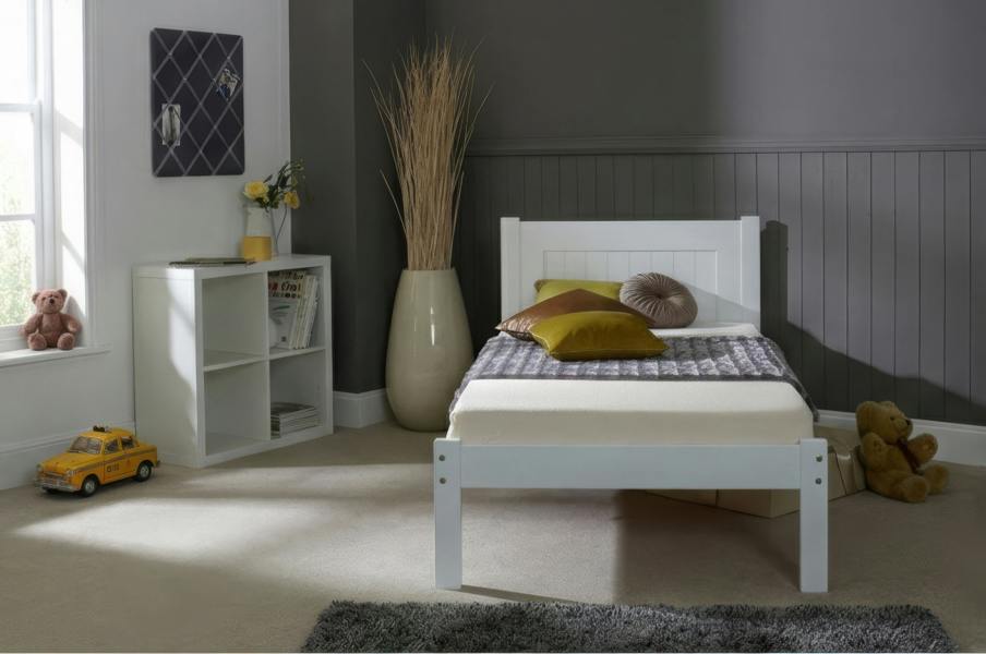 Mission TM Clifton Solid Pine Bed Frame, Panelled Headboard, White, 4 Sizes