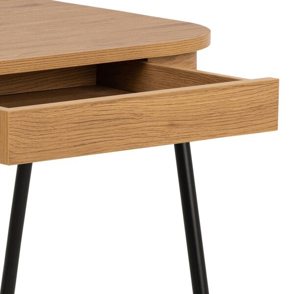Wyld Haus Mosswood Oak Wood and Black Metal Office Desk with 2 Drawers