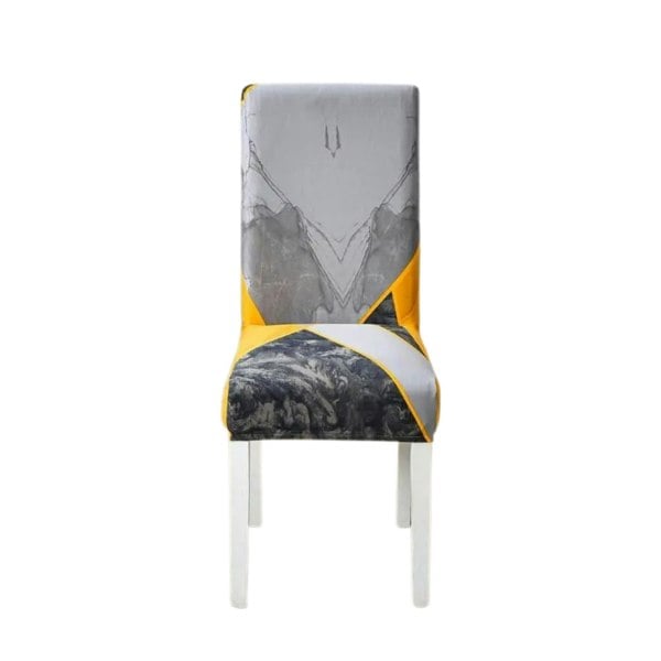 Anyhouz Anyseat Chair Cover Yellow Gray Abstract Print Elastic Slipcover Dining Decor