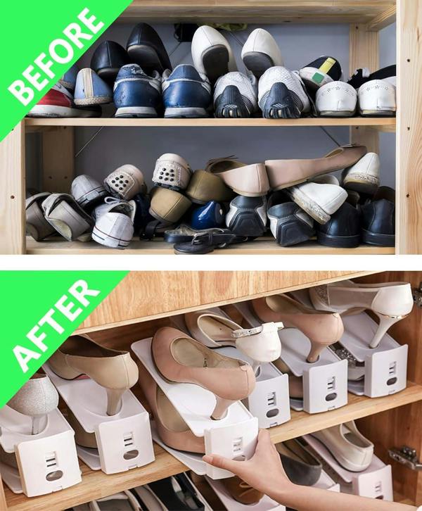 HYGRAD BUILT TO SURVIVE 12x Shoe Slots Organizer Wardrobe Stacker Space Saver Rack Holder Adjustable UK
