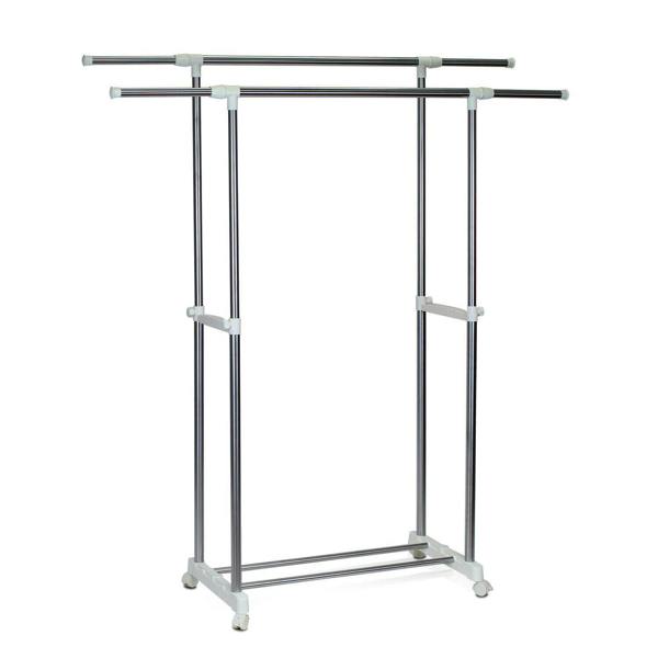 WALPLUS FNBK 22086 Yijin Heavy Duty Dual Level Retractable Rolling Drying Rack, Silver | Modern Living Room Furniture