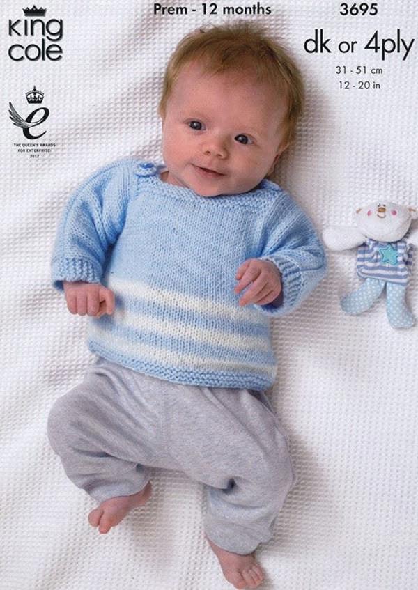 King Cole Comfort Knitting Pattern 3695, Waistcoats, Jackets, Sweaters for Baby, Premature - 12 Months - Easy