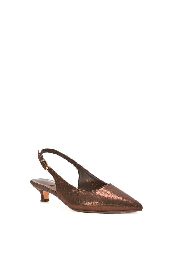 XY LONDON Slingback Kitten Heel Court Shoes With Pointed Toe
