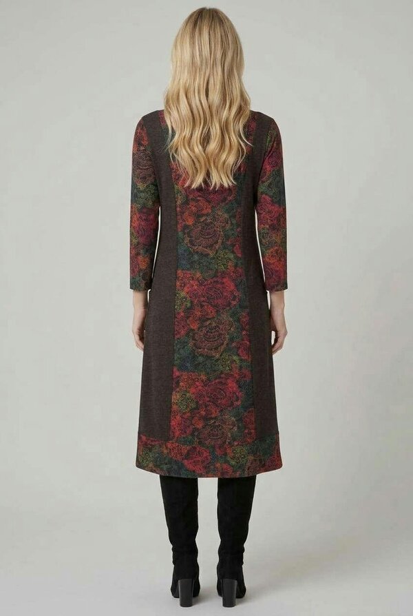 Izabel London Floral 3/4 Sleeve A-Line Midi Dress